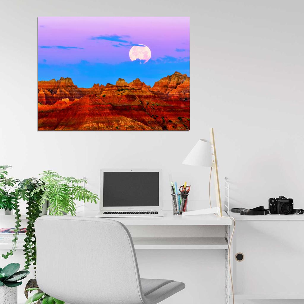Badlands National Park Moon Mountains Cliffs Wall Decor Room Print Poster