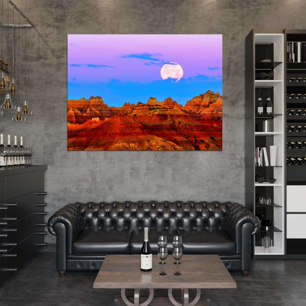 Badlands National Park Moon Mountains Cliffs Wall Decor Room Print Poster