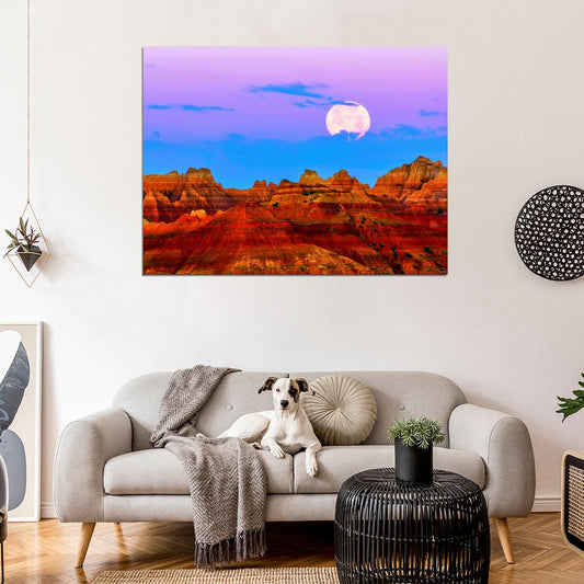 Badlands National Park Moon Mountains Cliffs Wall Decor Room Print Poster