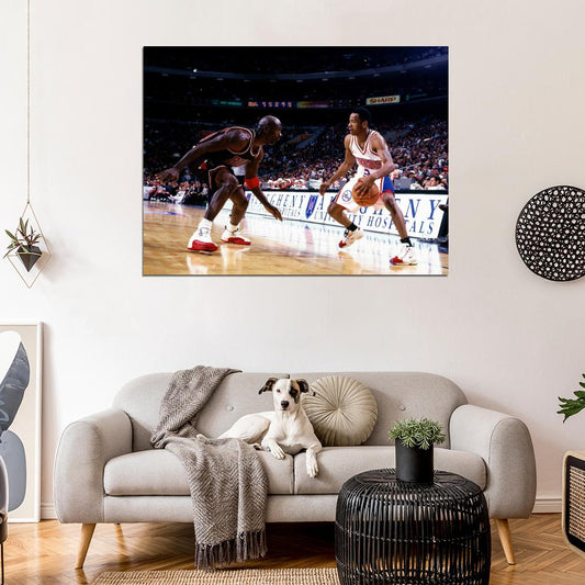Allen Iverson vs Michael Jordan Retro Wall Art Print Poster