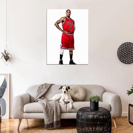 Derrick Rose Portrait Basketball Wall Art Print Poster