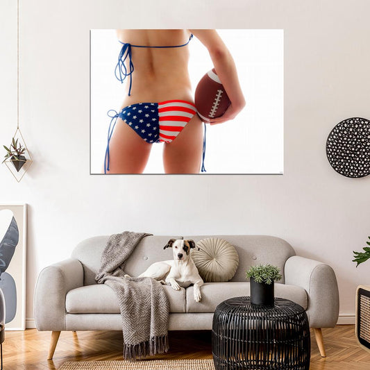 American Football Hot Butt Sexy Ass Panties Wall Art Print Poster