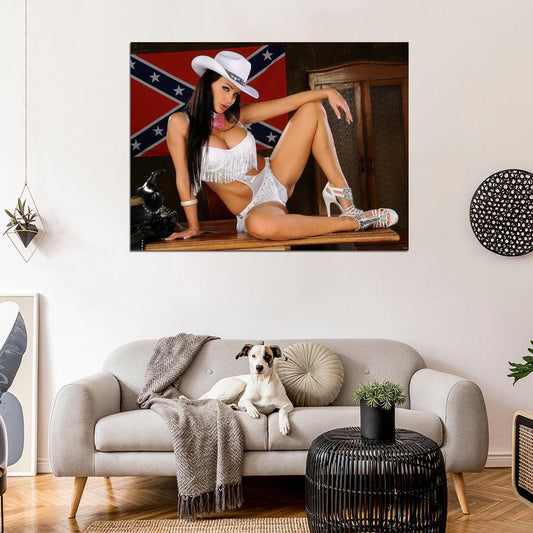 Aletta Ocean Hot Boobs Sexy Cowgirl Model Wall Art Print Poster