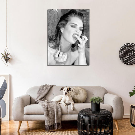 Brooke Shields Awesome Portrait Actress BW Wall Art Print Poster