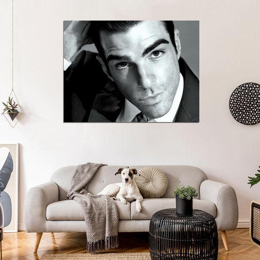 Zachary Quinto Beautiful Portrait Actor BW Wall Art Print Poster