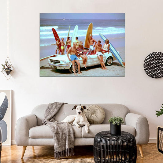 Surfers 1960 Old Retro Vintage Classic Wall Art Print Poster