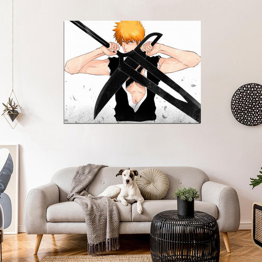 Bleach Kurosaki Ichigo Awesome Swords Anime Manga Art Wall Art Print Poster