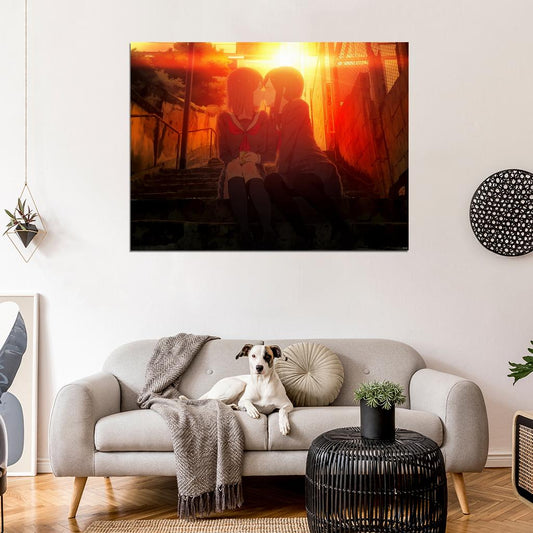 Yuri Girls Love Kiss Beautiful Hot Amazing Anime Manga Art Wall Art Print Poster