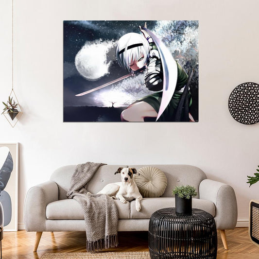 Youmu Konpaku Touhou Project Beautiful Girl Katana Awesome Anime Manga Art Wall Art Print Poster