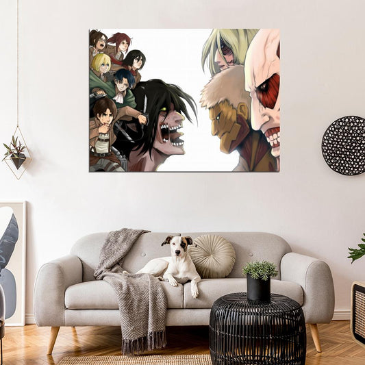 Attack on Titan Shingeki no Kyojin Characters Eren Yeager Mikasa Ackerman Annie Armin Hange Levi Sasha Anime Manga Art Wall Art Print Poster