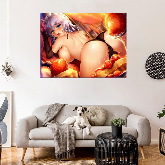 Sakuya Izayoi Touhou Project Hot Busty Wet Girl Big Boobs Anime Manga Art Wall Art Print Poster