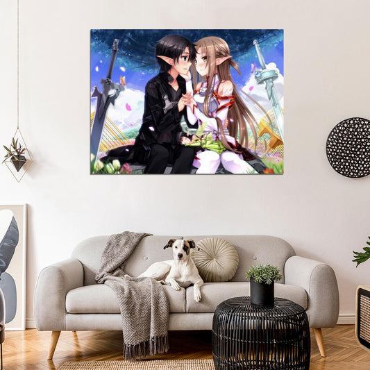 Sword Art Online Asuna Kirito Beautiful Anime Manga Art Wall Art Print Poster
