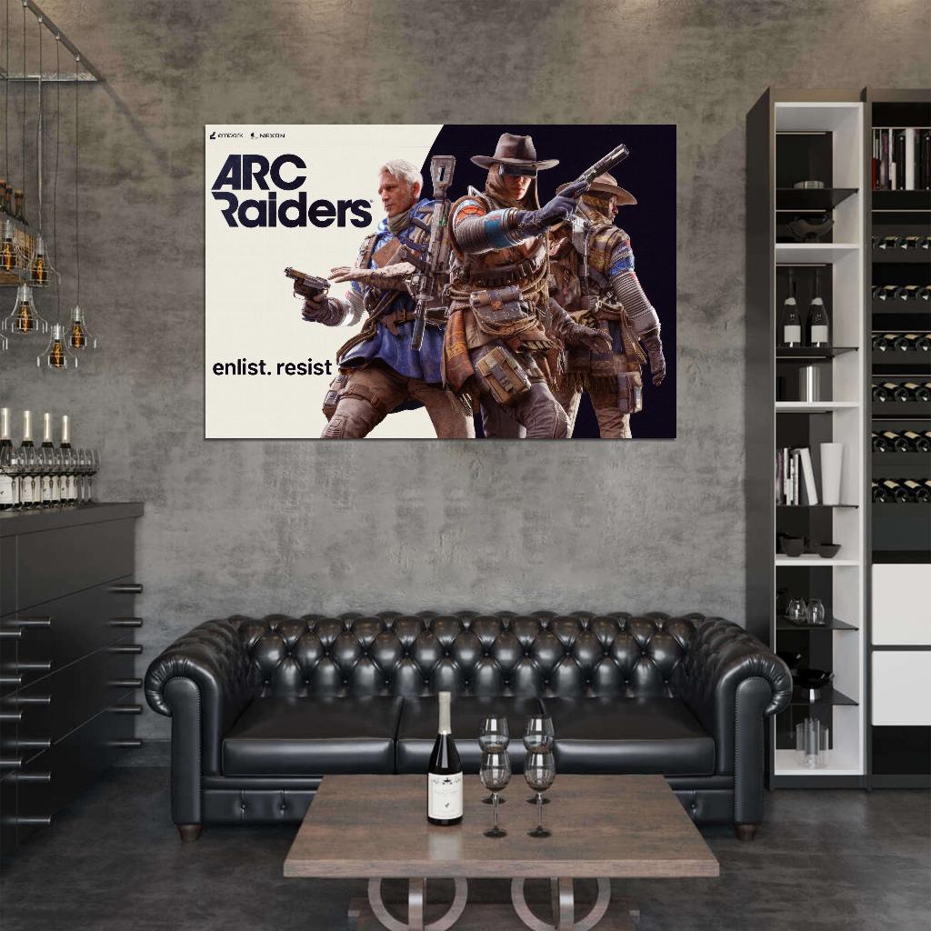 ARC Raiders Poster Enlist Resist Retro Sci-Fi Video Game Wall Art Decor