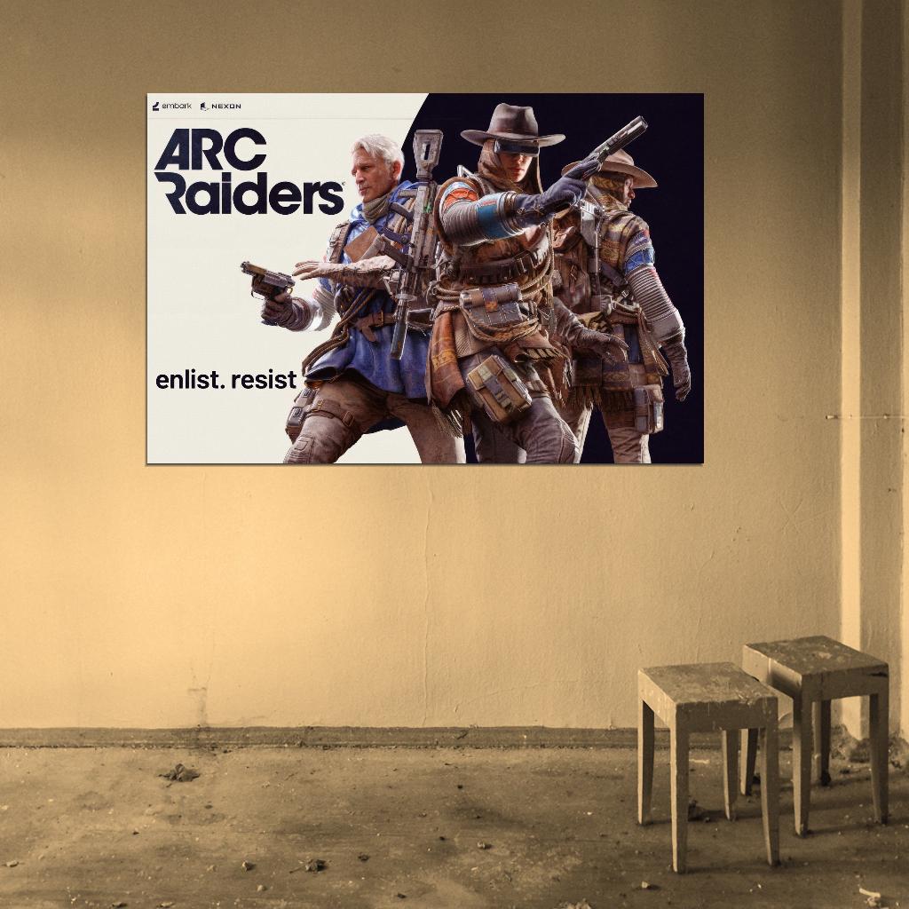 ARC Raiders Poster Enlist Resist Retro Sci-Fi Video Game Wall Art Decor