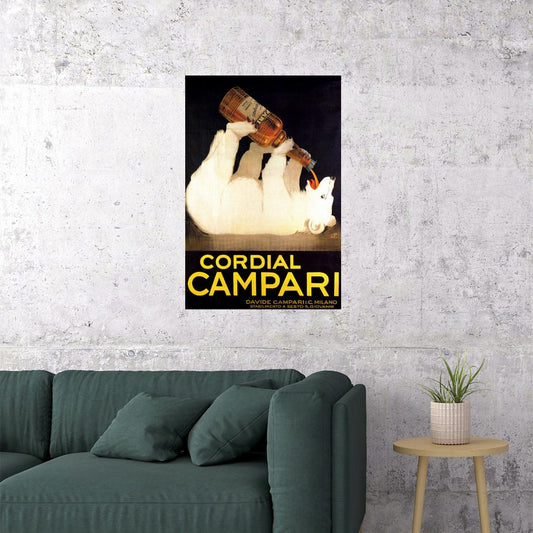 ITALY CORDIAL CAMPARI WHITE BEAR ITALIA VINTAGE POSTER