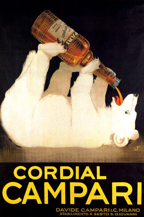 ITALY CORDIAL CAMPARI WHITE BEAR ITALIA VINTAGE POSTER