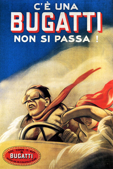 UNA NON SI PASSA CAN'T PASS FAST CAR COUPLE ITALY VINTAGE POSTER