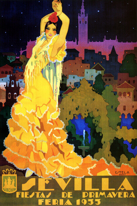 SPAIN 1933 SEVILLA FIESTA PRIMAVERA FLAMENCO SPANISH VINTAGE POSTER