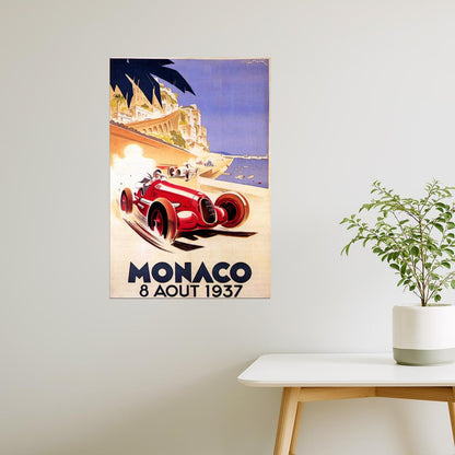 1937 MONACO GRAND PRIX CAR RACING RACE MONTE CARLO EUROPE VINTAGE POSTER