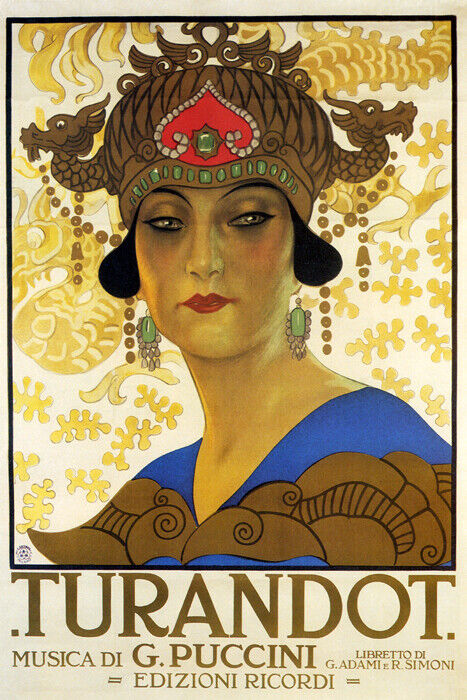 TURANDOT THEATER SHOW OPERA MUSIC BY PUCCINI ITALY ITALIA VINTAGE POSTER