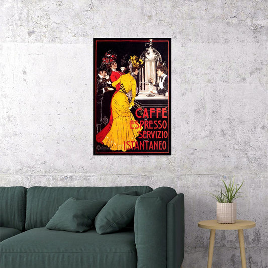 LADY CAFFE ESPRESSO COFFEE MACHINE INSTANT SERVICE ITALIAN VINTAGE POSTER