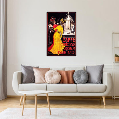 LADY CAFFE ESPRESSO COFFEE MACHINE INSTANT SERVICE ITALIAN VINTAGE POSTER