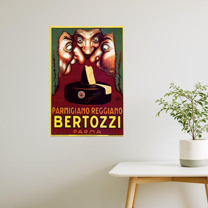BERTOZZI PARMA PARMIGIANO REGGIANO ITALY CHEESE NOSES SMELL VINTAGE POSTER