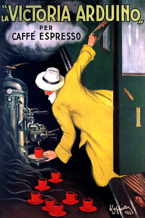 VICTORIA ARDUINO CAFFE ESPRESSO COFFE MACHINE ITALY TRAIN VINTAGE POSTER