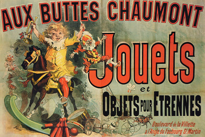 AUX BUTTES CHAUMONT JOUETS GIRL HORSE TOYS FRIENDS FRENCH VINTAGE POSTER
