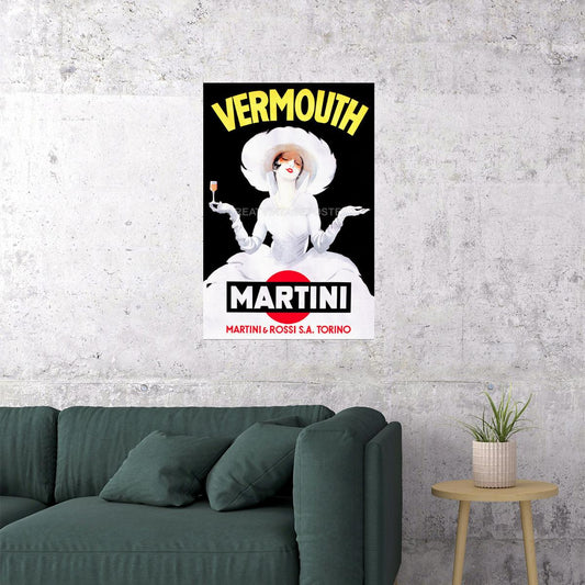 ITALY VERMOUTH MARTINI ROSSI GIRL WHITE DRESS HAT DRINK VINTAGE POSTER
