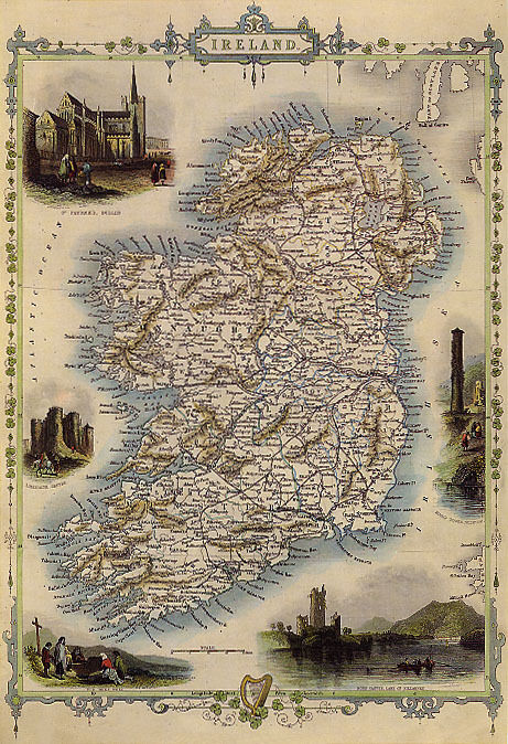 1800'S MAP BIRD EYE VIEW IRELAND DUBLIN IRISH SEA 1850 TRAVEL FINE POSTER