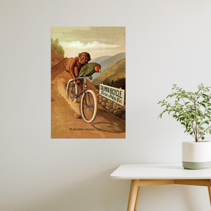 AMERICAN COLUMBIA BICYCLE BIKE PARROT MONKEY HEAVENLY TIME VINTAGE POSTER