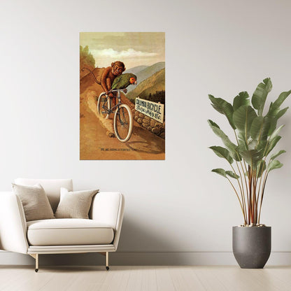 AMERICAN COLUMBIA BICYCLE BIKE PARROT MONKEY HEAVENLY TIME VINTAGE POSTER