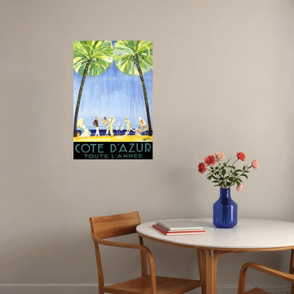COTE D'AZUR FASHION FRANCE BEACH EUROPE TOURISM TRAVEL FINE VINTAGE POSTER