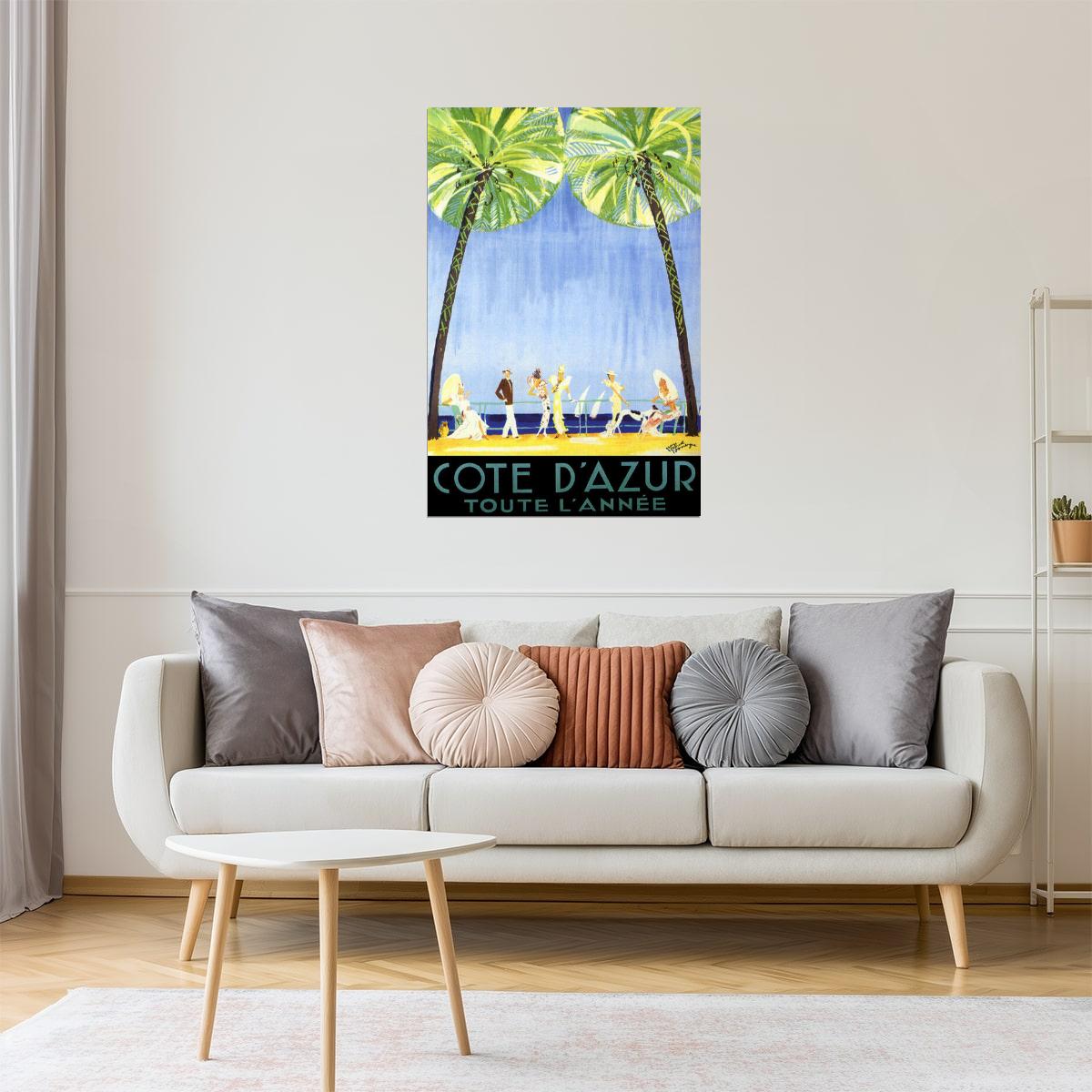 COTE D'AZUR FASHION FRANCE BEACH EUROPE TOURISM TRAVEL FINE VINTAGE POSTER