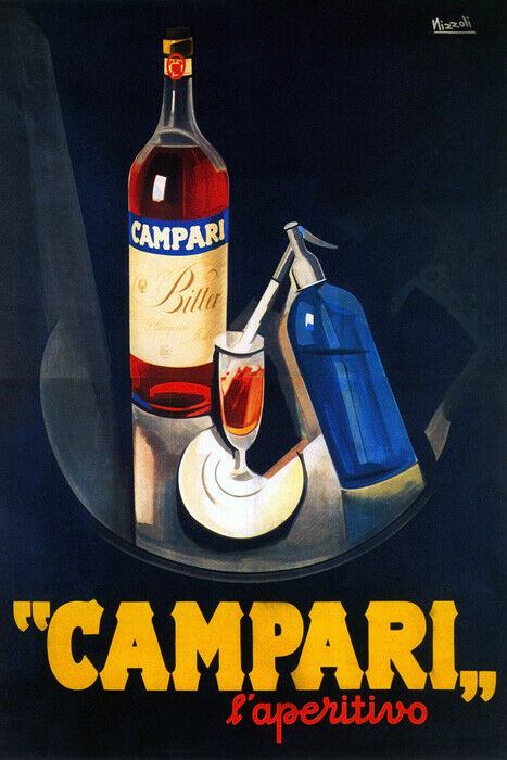ITALY CAMPARI LIQUOR DRINK ITALIA ALCOHOLIC LIQUOR APERITIF VINTAGE POSTER