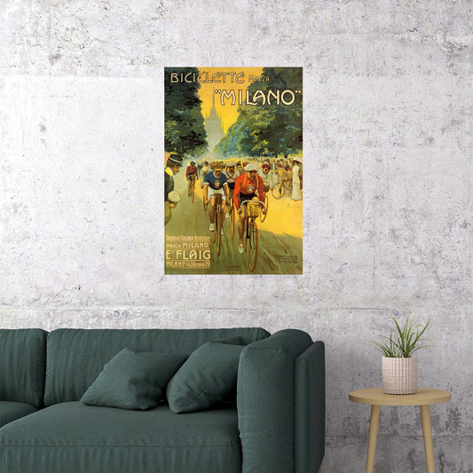BICICLETTE MARCA MILANO BICYCLE BIKE CYCLISM RACE ITALY VINTAGE POSTER