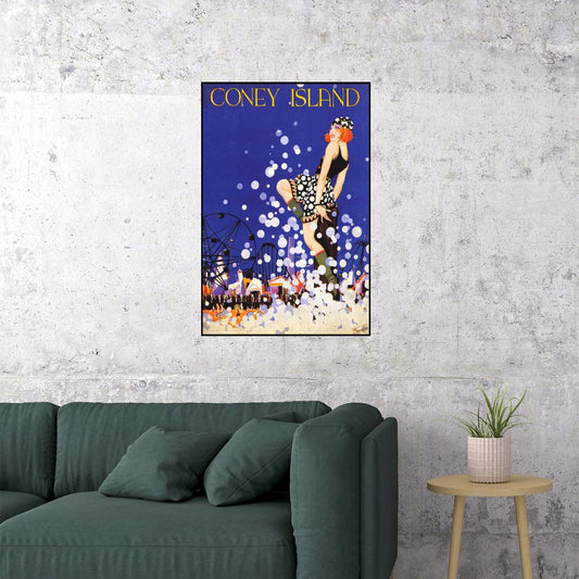 CONEY ISLAND LUNA PARK BROOKLYN NEW YORK MANHATTAN BEACH VINTAGE POSTER