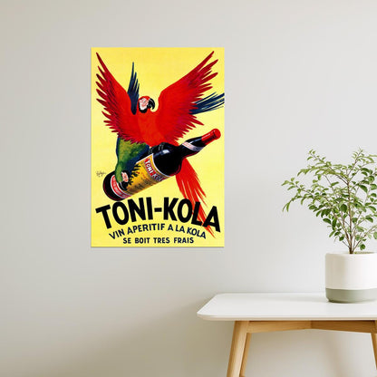 APERITIF TONI KOLA PARROT BOTTLE ALCOHOL ITALY FRESH DRINKS VINTAGE POSTER