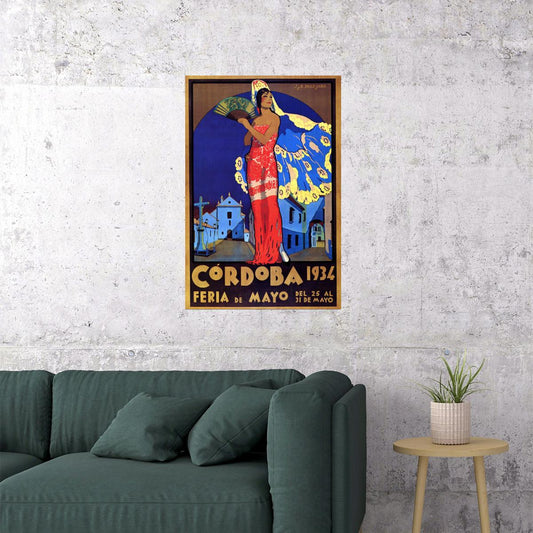 1934 CORDOBA SPAIN FLAMENCO SPANISH DANCE TRAVEL TOURISM VINTAGE POSTER