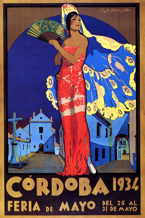 1934 CORDOBA SPAIN FLAMENCO SPANISH DANCE TRAVEL TOURISM VINTAGE POSTER