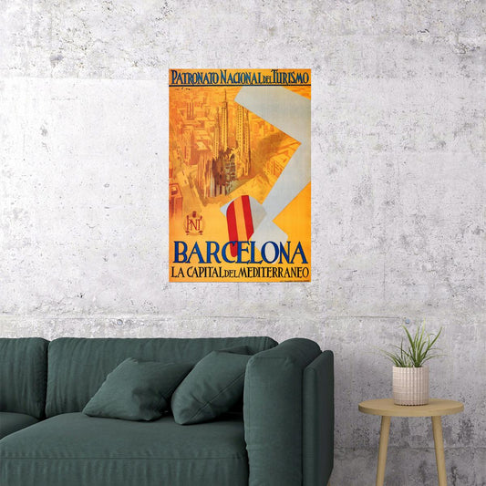 SPAIN BARCELONA PATRONATO NACIONAL TRAVEL TOURISM VINTAGE POSTER