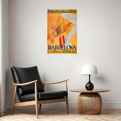 SPAIN BARCELONA PATRONATO NACIONAL TRAVEL TOURISM VINTAGE POSTER