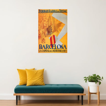 SPAIN BARCELONA PATRONATO NACIONAL TRAVEL TOURISM VINTAGE POSTER