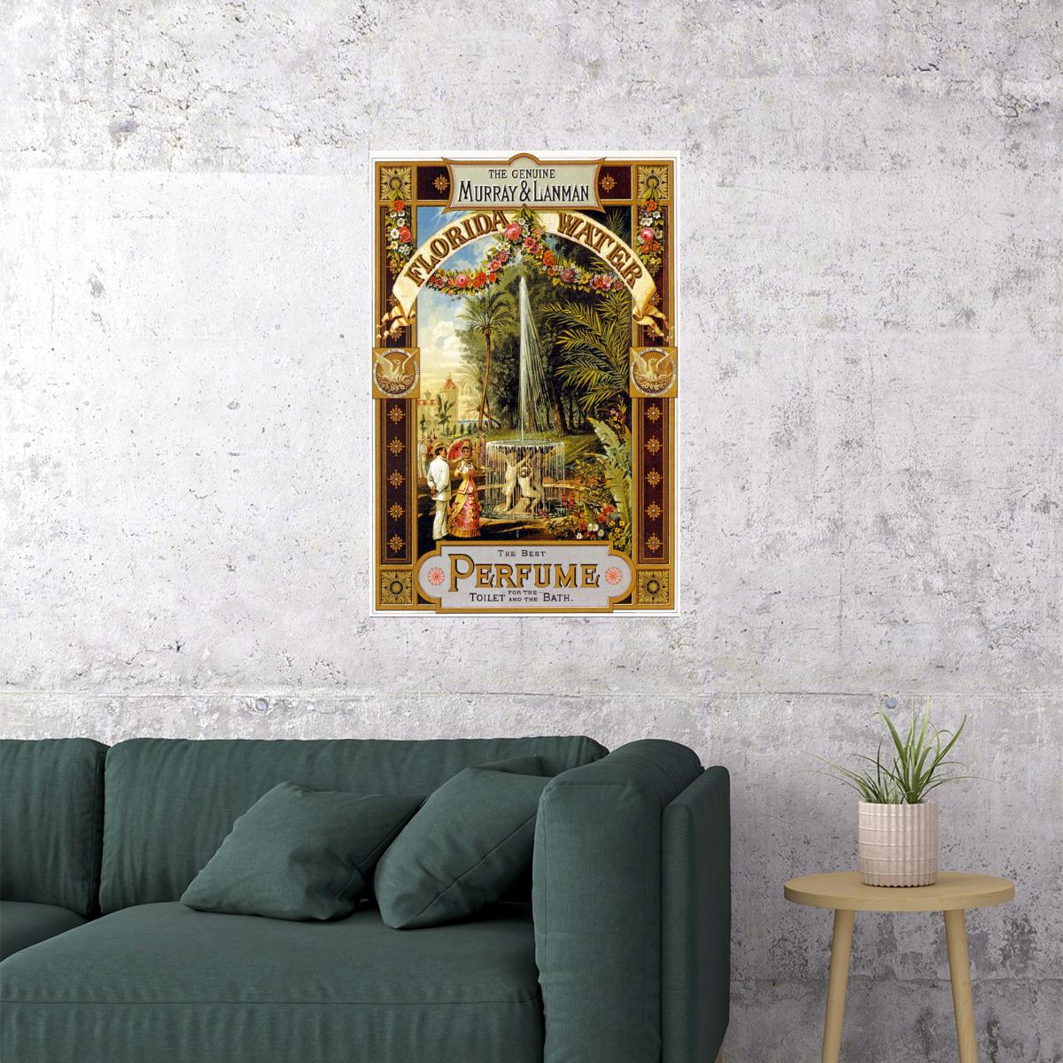 FLORIDA WATER THE GENUINE MURRAY & LANMAN PERFUME FOUNTAIN VINTAGE POSTER