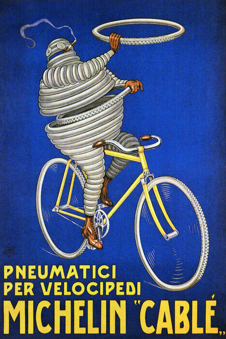 ITALY MICHELIN PNEUMATICI TIRES FOR CYCLES BICYCLE BIKE VINTAGE POSTER