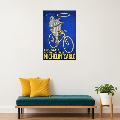 ITALY MICHELIN PNEUMATICI TIRES FOR CYCLES BICYCLE BIKE VINTAGE POSTER