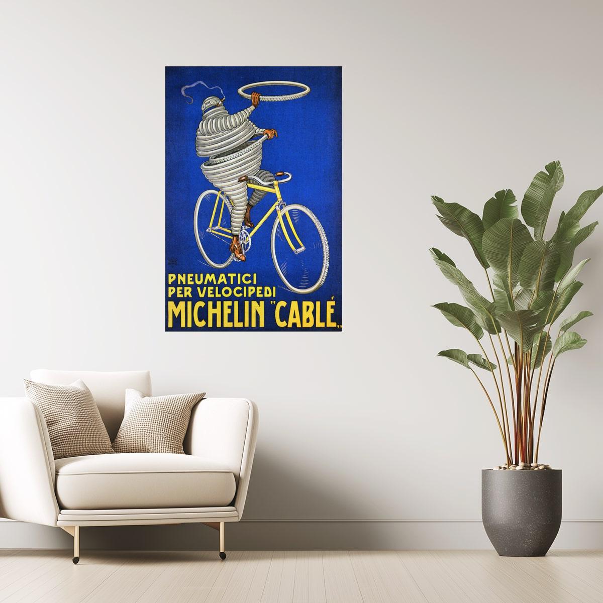 ITALY MICHELIN PNEUMATICI TIRES FOR CYCLES BICYCLE BIKE VINTAGE POSTER