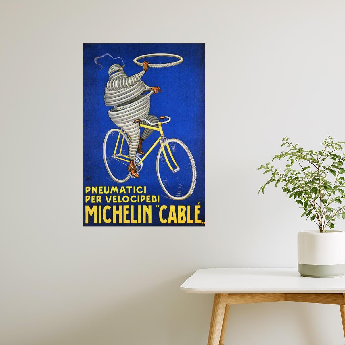 ITALY MICHELIN PNEUMATICI TIRES FOR CYCLES BICYCLE BIKE VINTAGE POSTER