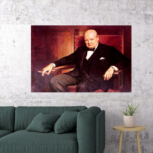 SIR WINSTON CHURCHILL PRIME MINISTER UNITED KINGDOM PAINTING BY ARTHUR PAN POSTER